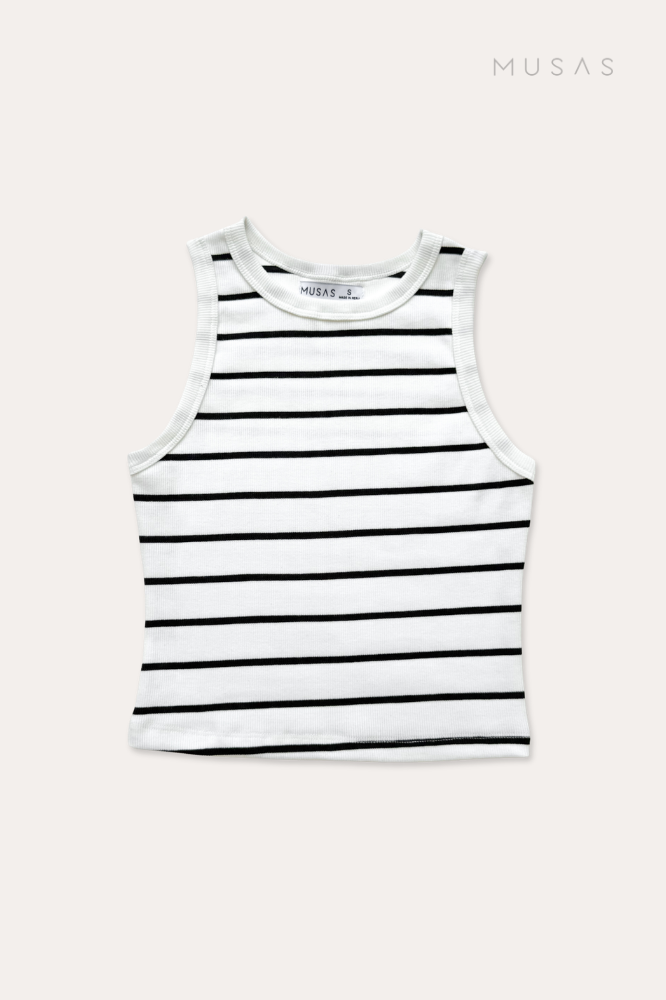 TOP HAZEL - PERLA A RAYAS RIB PERLA