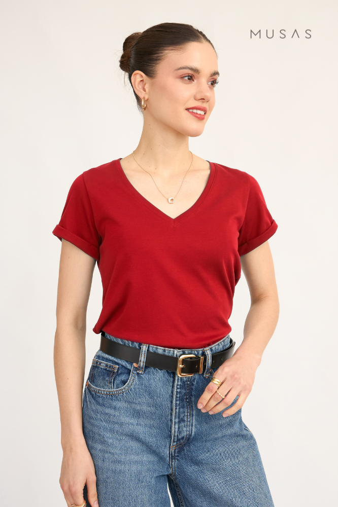 POLO ESENCIAL CLAUDIA  - ROJO SCARLET