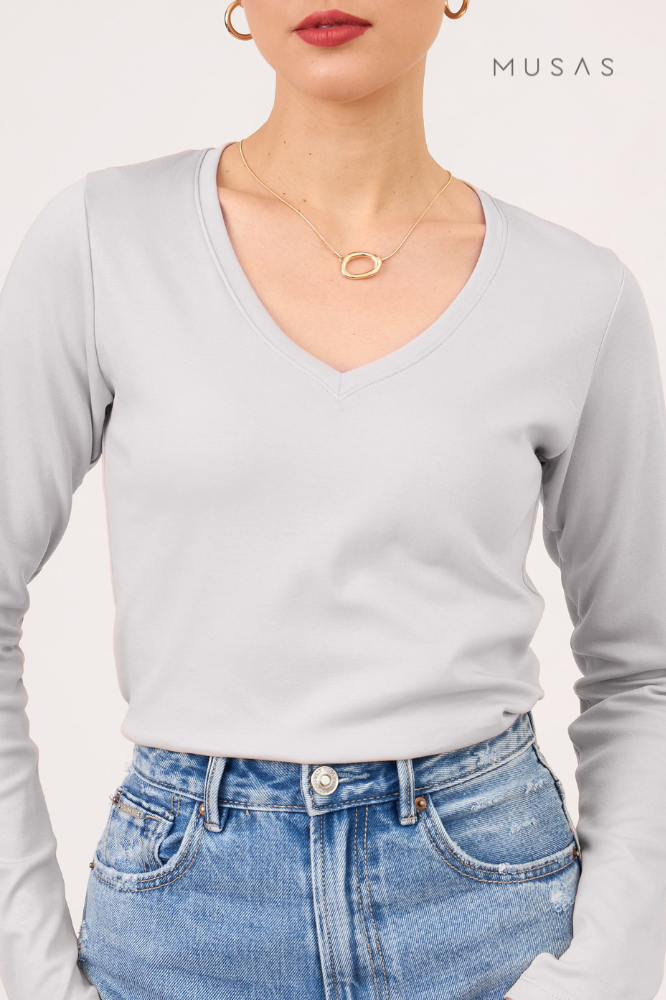 POLO MANGA LARGA TALÍA - LIGHT GRAY