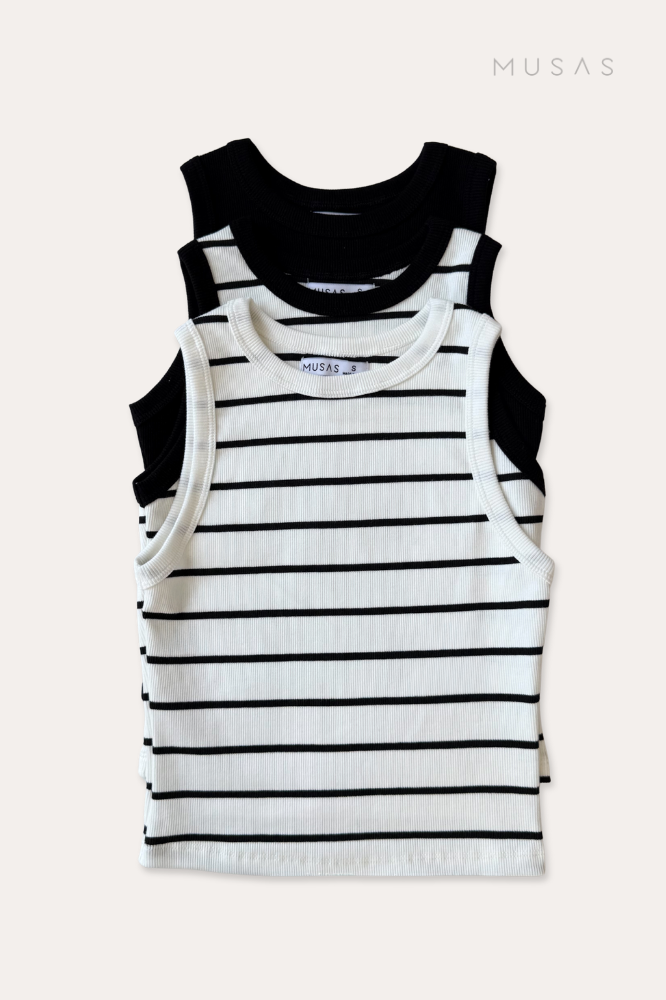 TOP HAZEL - PERLA A RAYAS RIB PERLA