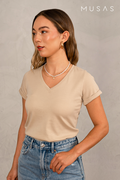 POLO CUELLO V CLAUDIA - BEIGE