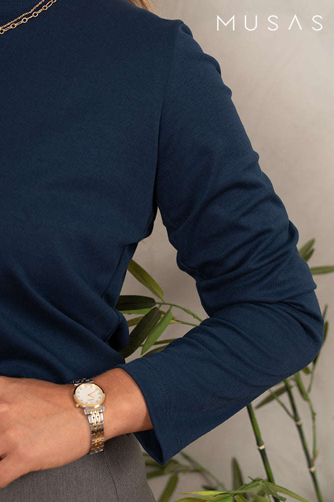 POLO MANGA LARGA BIANCA - AZUL NAVY